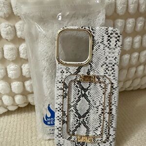 Elegant Snake Pattern Phone Case with Gold Accents for iPhone 13 Pro Max